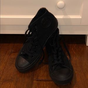 all black high top converse